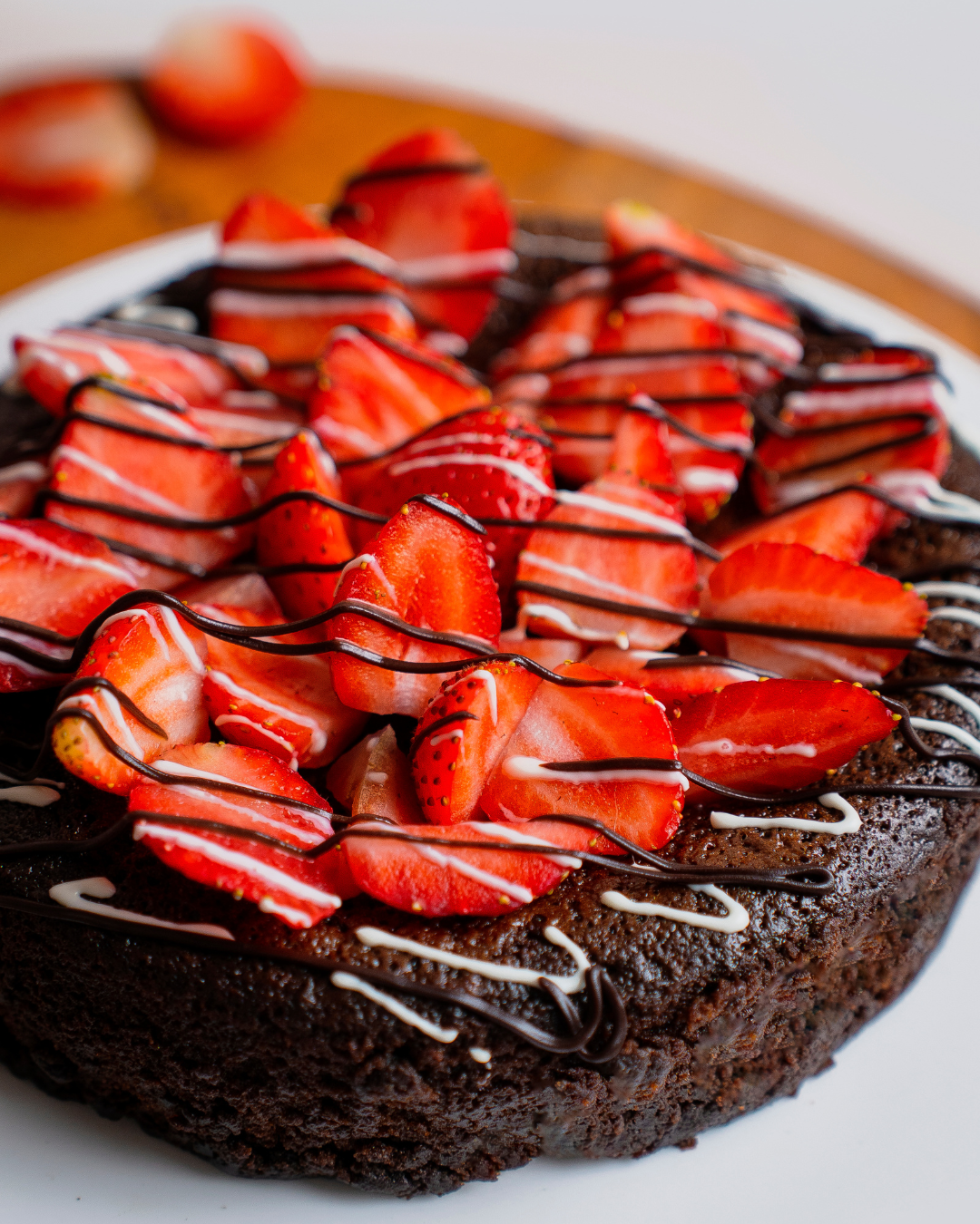 Strawberry Chocolate Fudge Cake