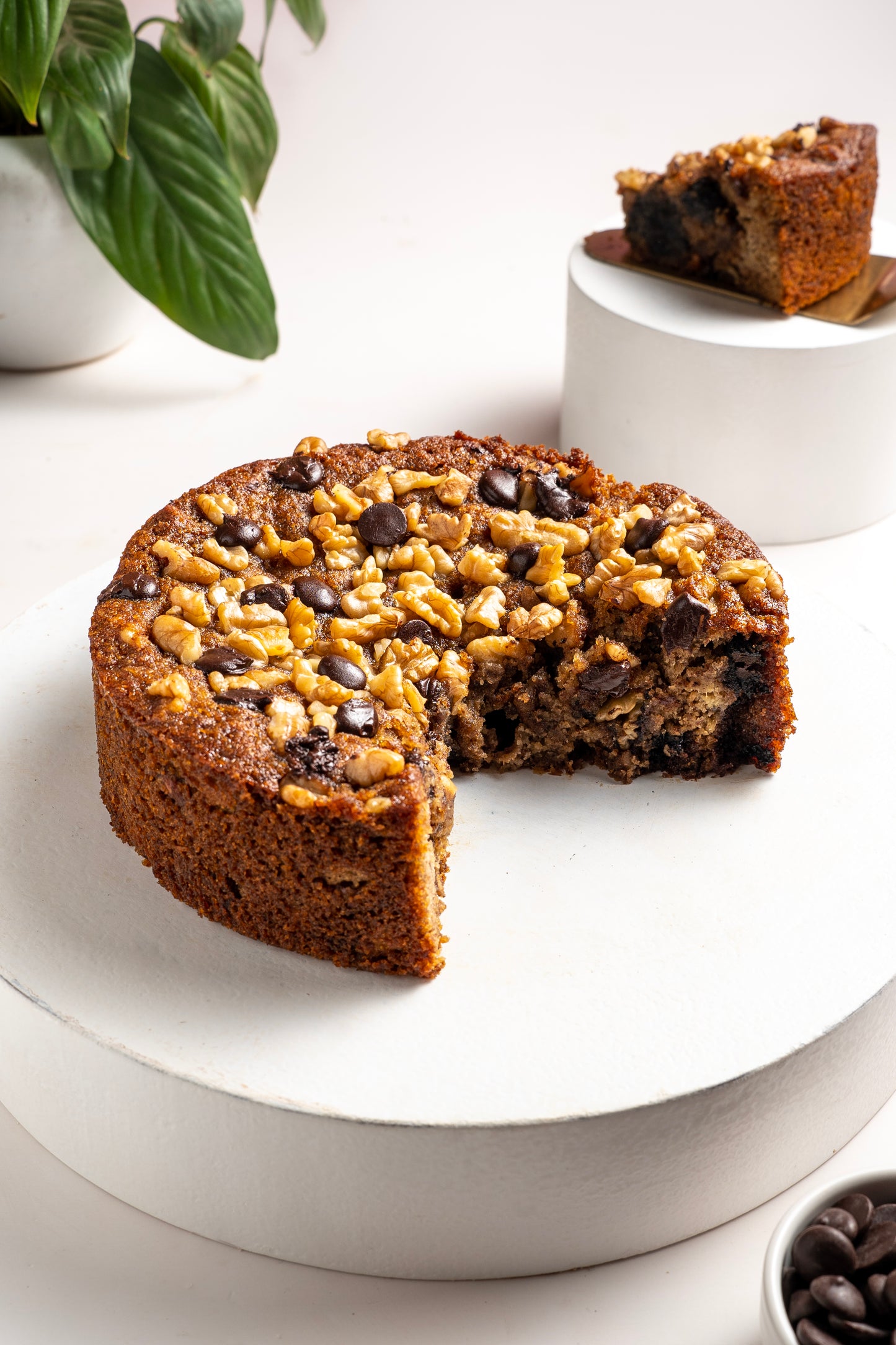 Chocolate banana walnut teacake